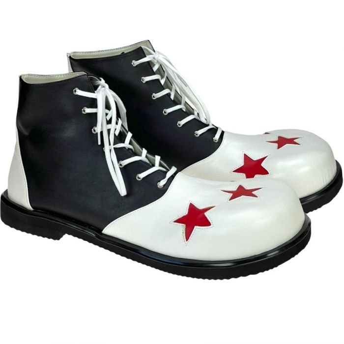 knijpen flauw Brig Clown schoenen wit met rode sterren Kopen? circus-expert.nl De Online  Clownswinkel